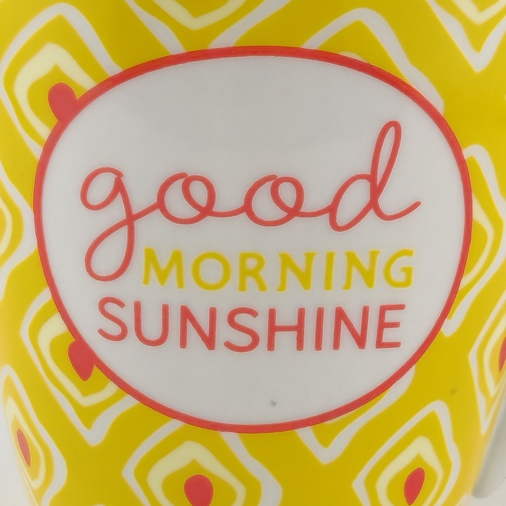Pier 1 Imports Good Morning Sunshine Mug Yellow Honeycomb Geometric‎ Coffee Cup
